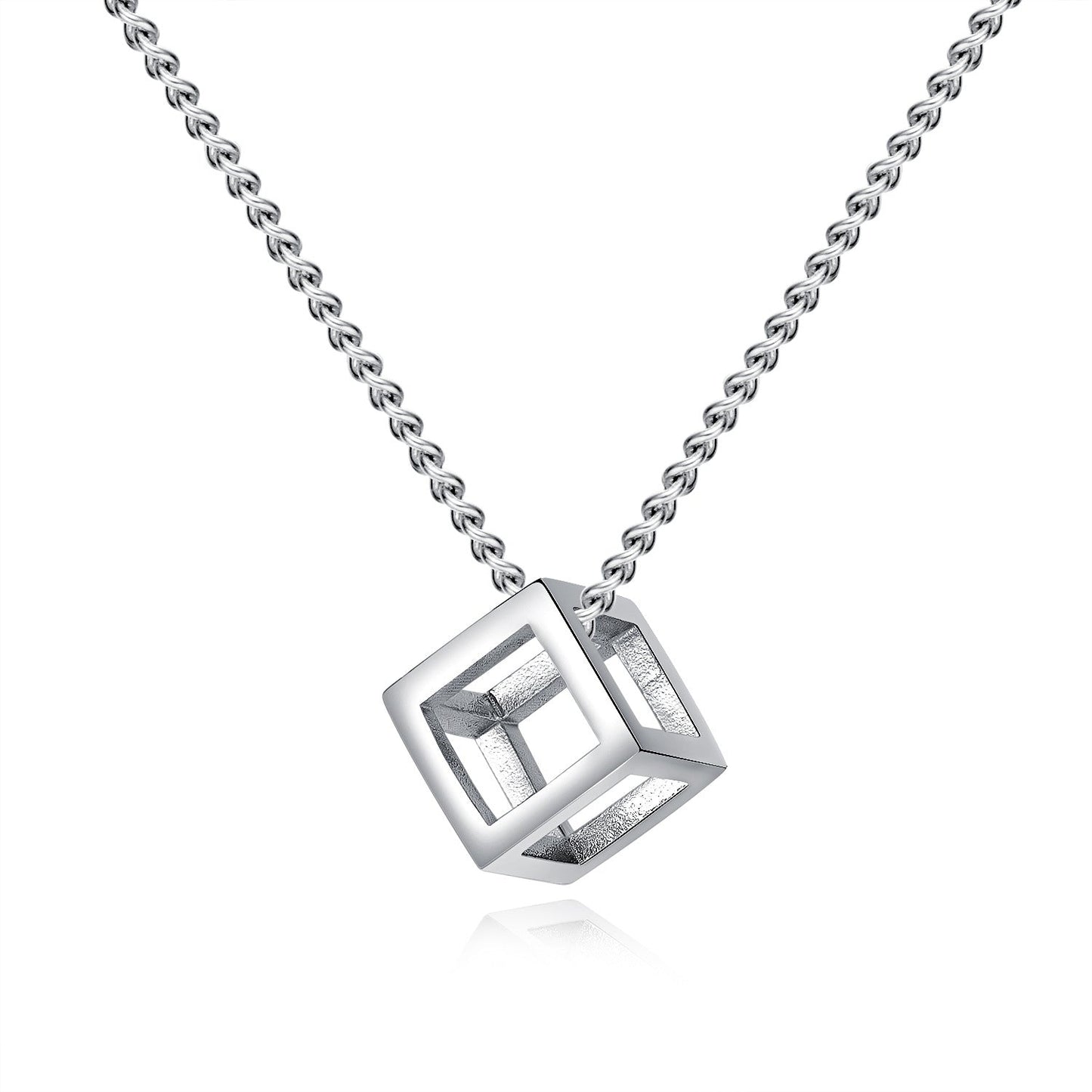Personality Hollow Cube Pendant Three-Dimensional Happiness Rubik's Cube Titanium Steel Necklace