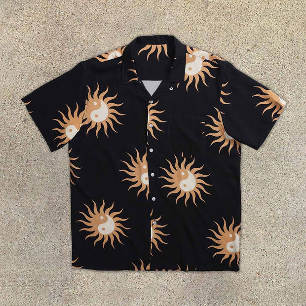 Sunflower Pattern Vintage Beach Short Sleeve Shirt