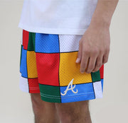 Colorful Check Print Contrast Mesh Shorts