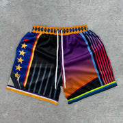 Fashionable preppy star-striped track shorts
