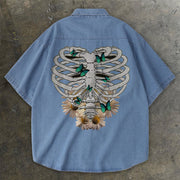 Skull Butterfly Fashion Retro Street Short Sleeve Shirt