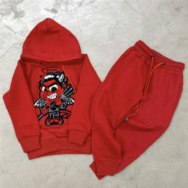 Personality preppy casual demon print tracksuit