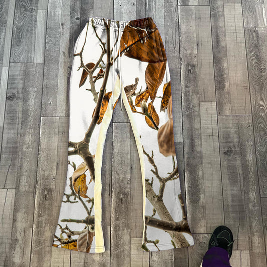 Fashionable and personalized jungle print color-block flared trousers