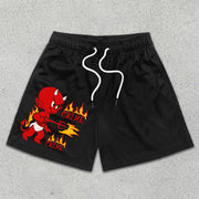 Demon Flame Graphic Print Elastic Shorts