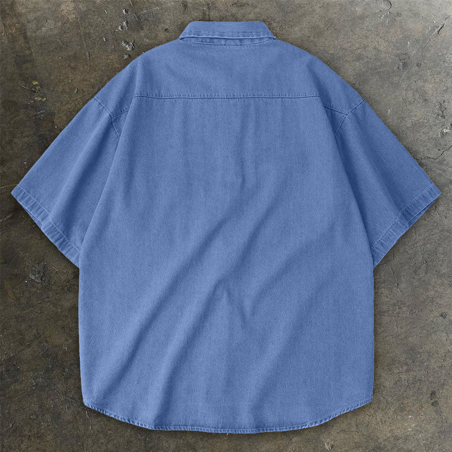 Retro Fashion Street Loose Lapel Short Sleeve Shirt