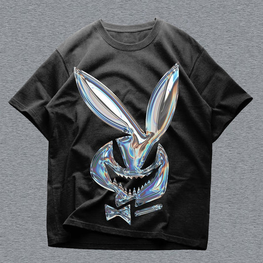 Casual Rabbit Print Short Sleeve T-shirt