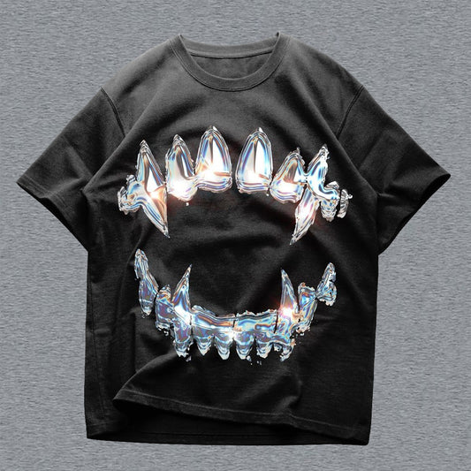 Casual Teeth Print Short Sleeve T-shirt