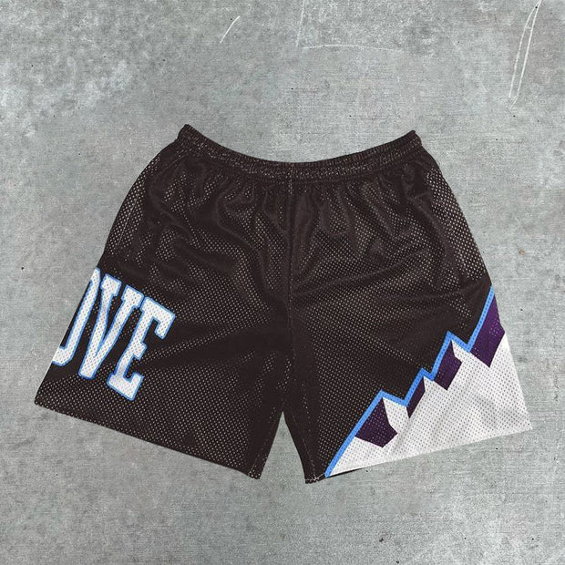 Stylish preppy casual printed mesh shorts