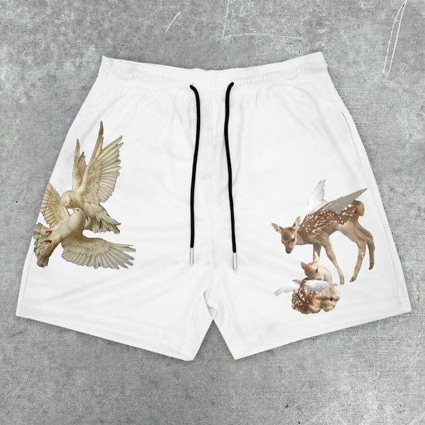 Art Dove Fawn Retro Casual Shorts