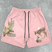 Art Dove Fawn Retro Casual Shorts