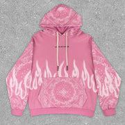casual statement flame print hoodie