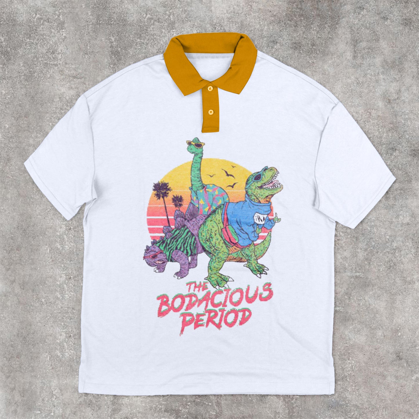 Trendy casual retro cartoon print polo shirt