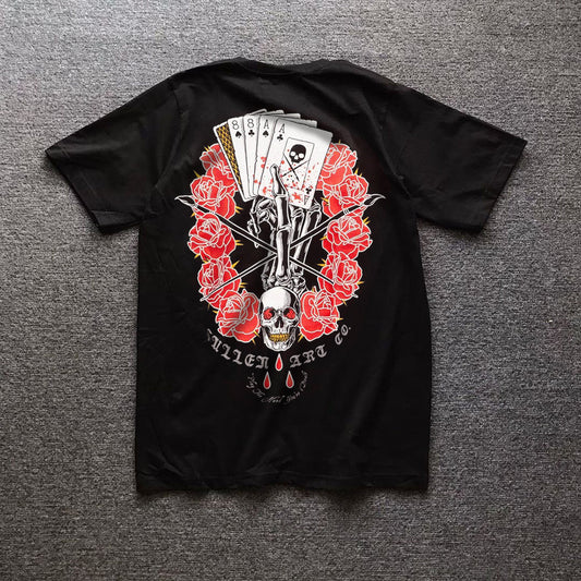 Poker Skull Print Short Sleeve T-Shirt