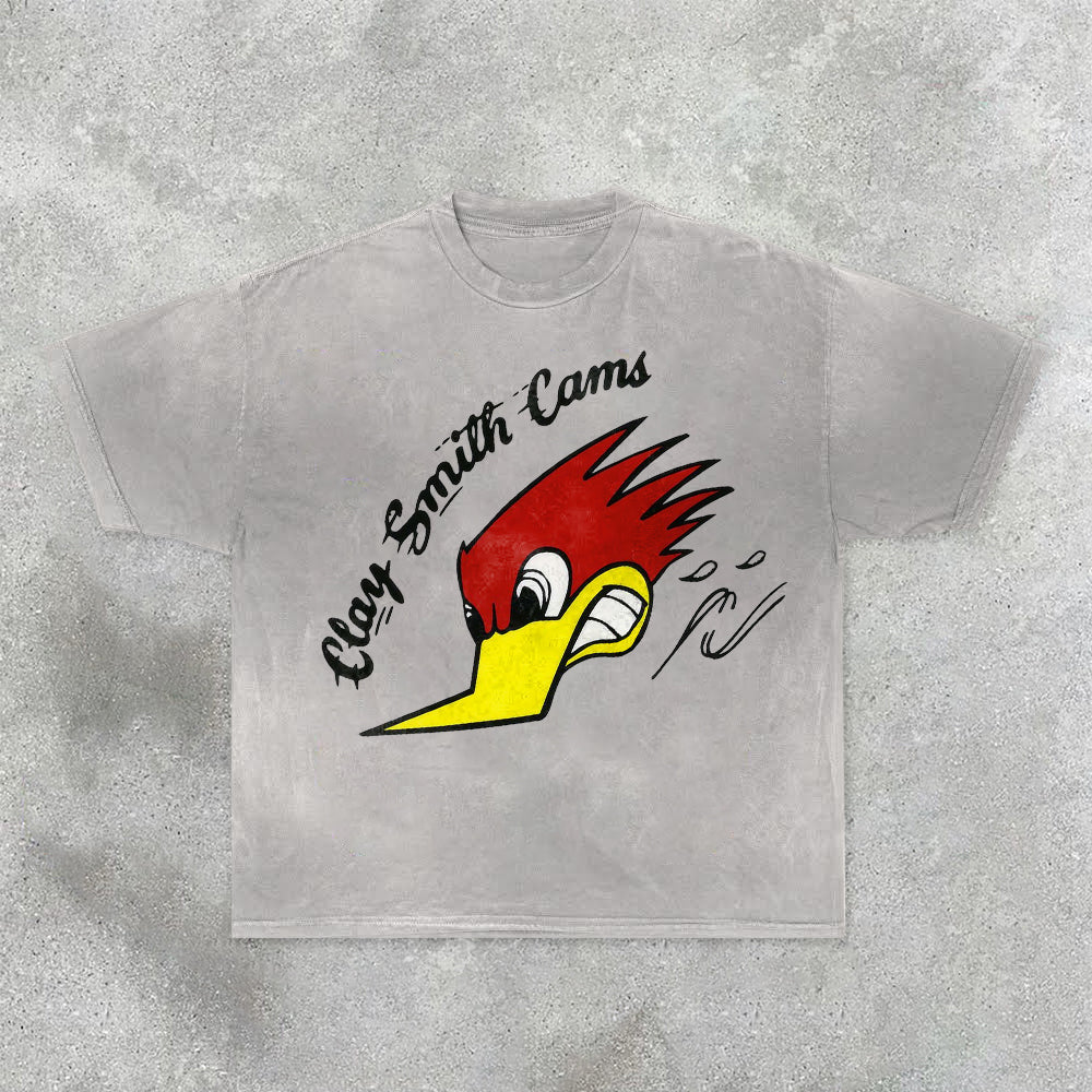 Bird Print Fashion Trend Short Sleeve T-Shirt