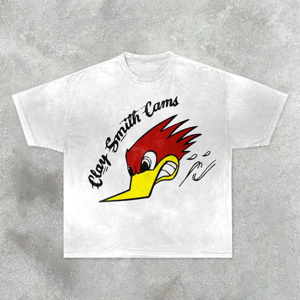 Bird Print Fashion Trend Short Sleeve T-Shirt