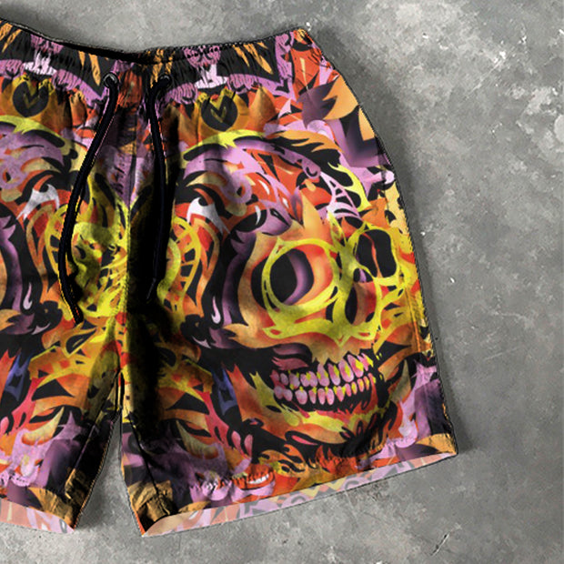 Skull Print 5 Inseam Shorts