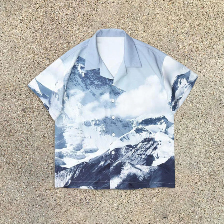 Snow Mountain Graphic Print Short Sleeve Shirt