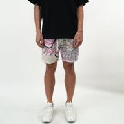 Art print trendy casual mesh shorts