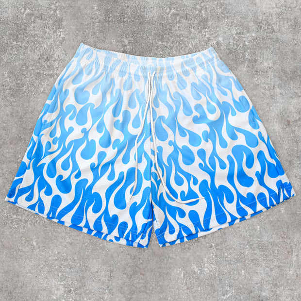 Fashion personality gradient flame shorts