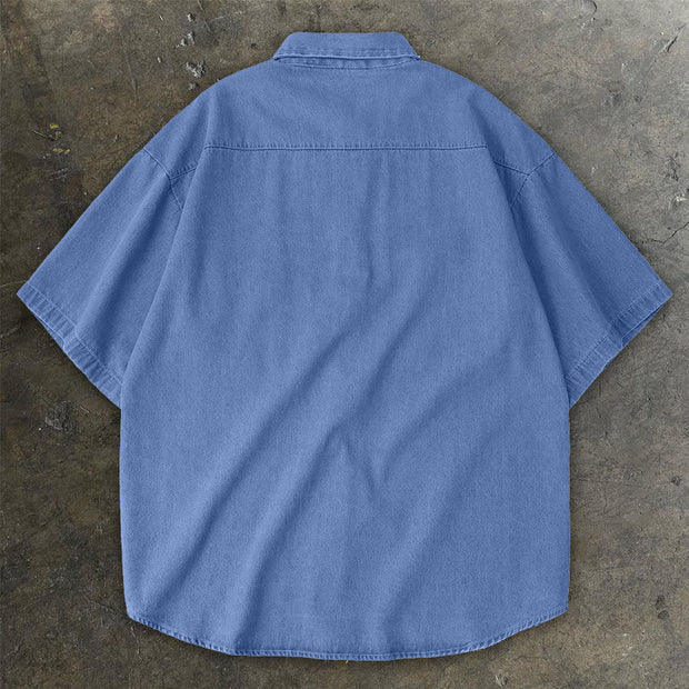 Casual Vintage Sun Pattern Short Sleeve Shirt