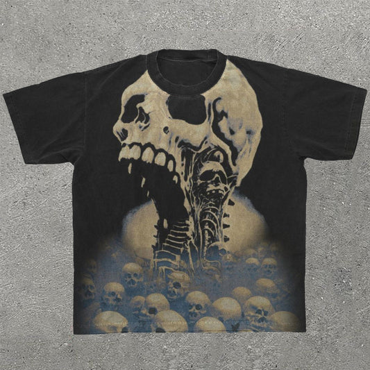 Personalized Skull Print Short Sleeve T-shirt