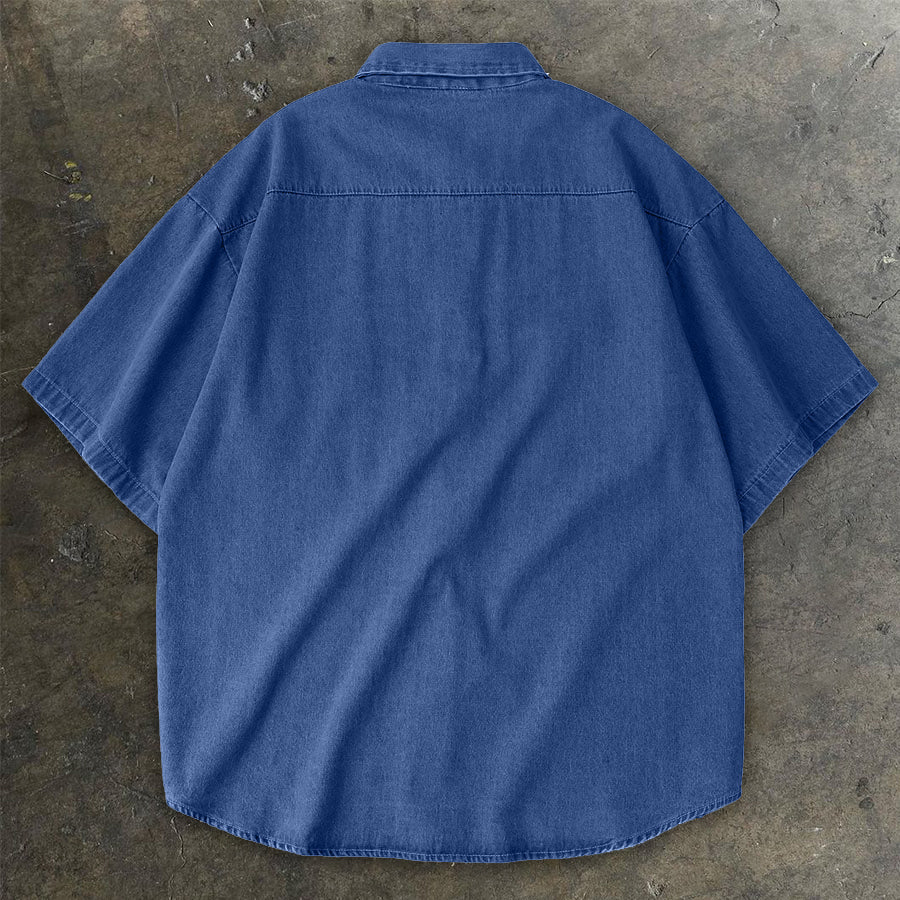 Retro Street Loose Fashion Denim Short Sleeve Shirt