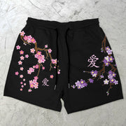 Floral Contrast Fashion Vintage Mesh Shorts