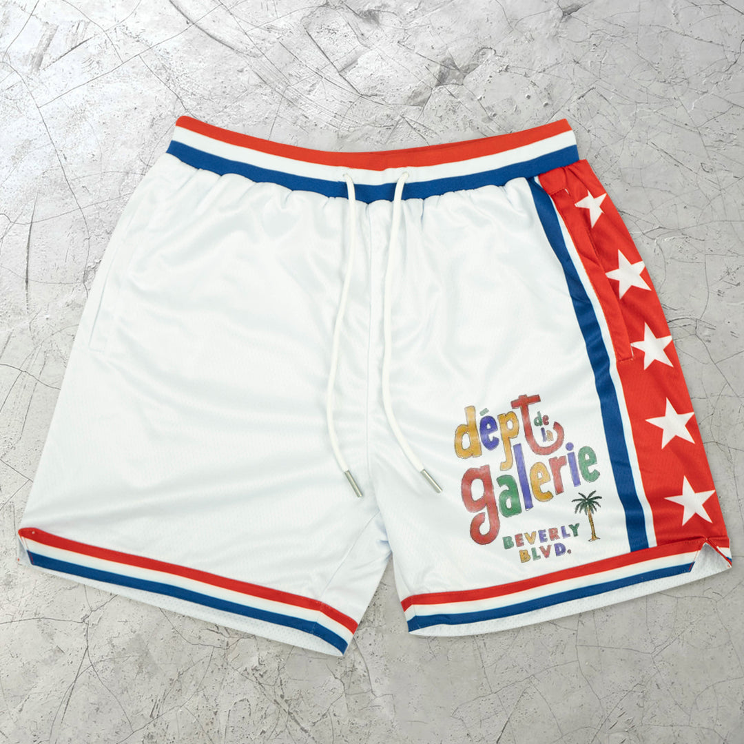 Contrasting Panelled Casual Retro Street Shorts