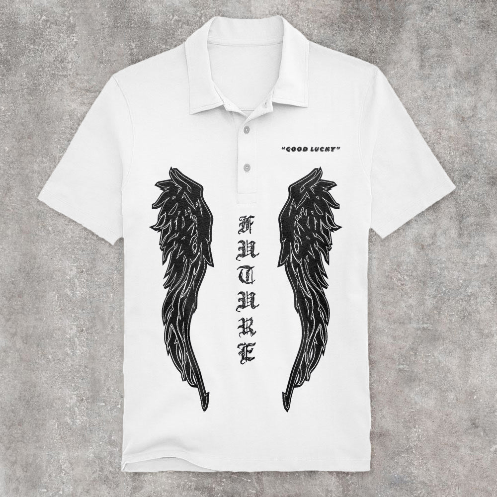 Wings Vintage Casual Short Sleeve Polo Shirt