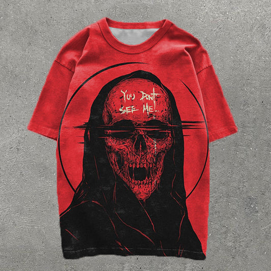 You Don"t See Me Skull Print T-Shirt