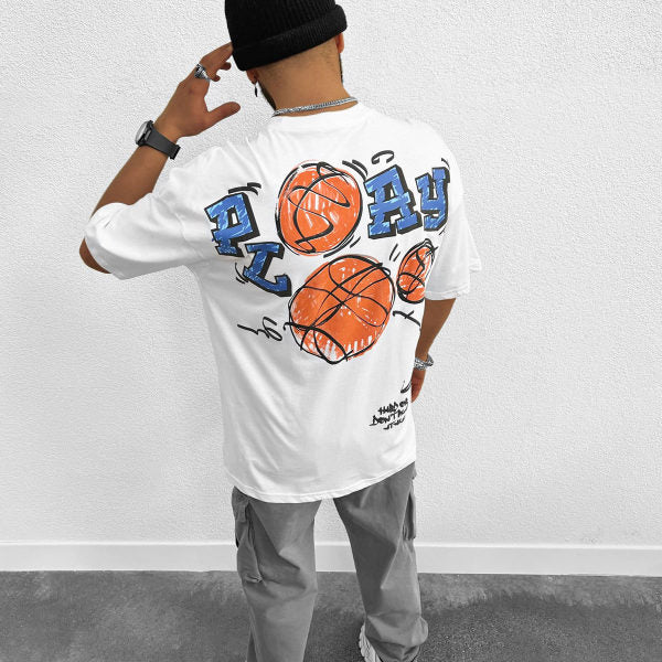 Stylish basketball style print T-shirt