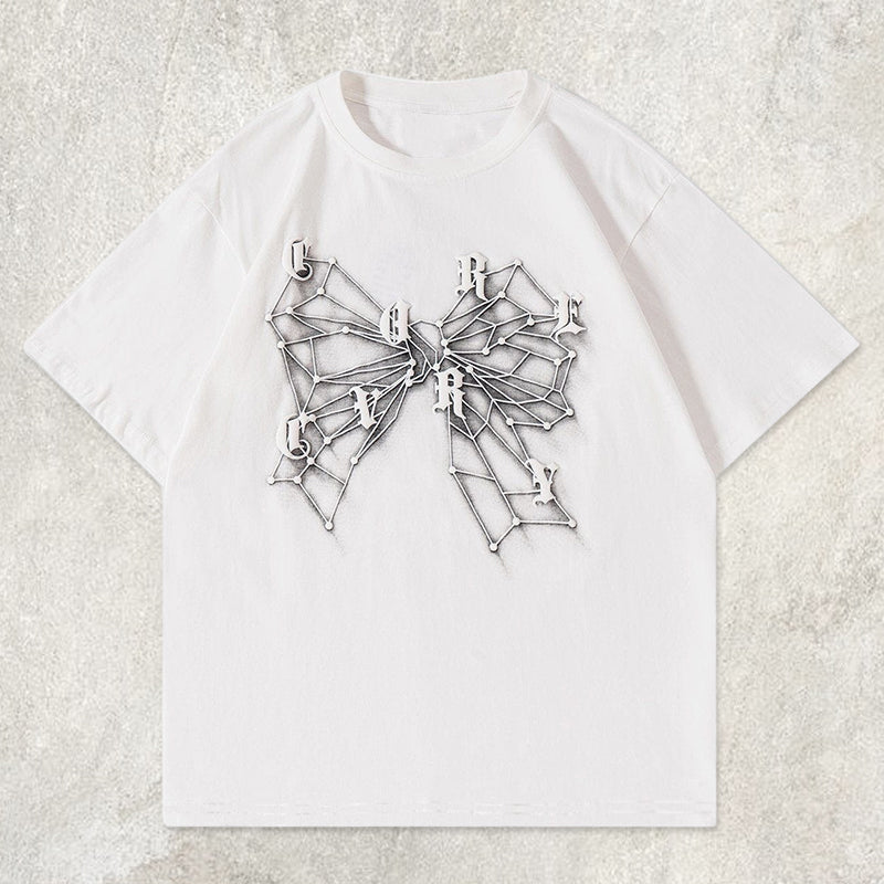 Mesh Butterfly Letters Graphic Tee
