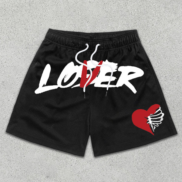 Loser Lover Print Drawstring Shorts