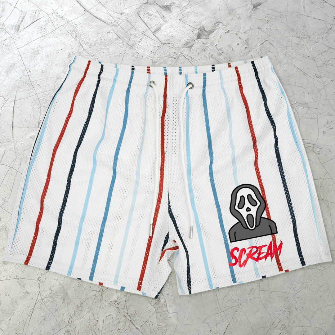 Retro Fashion Striped Scream Shorts