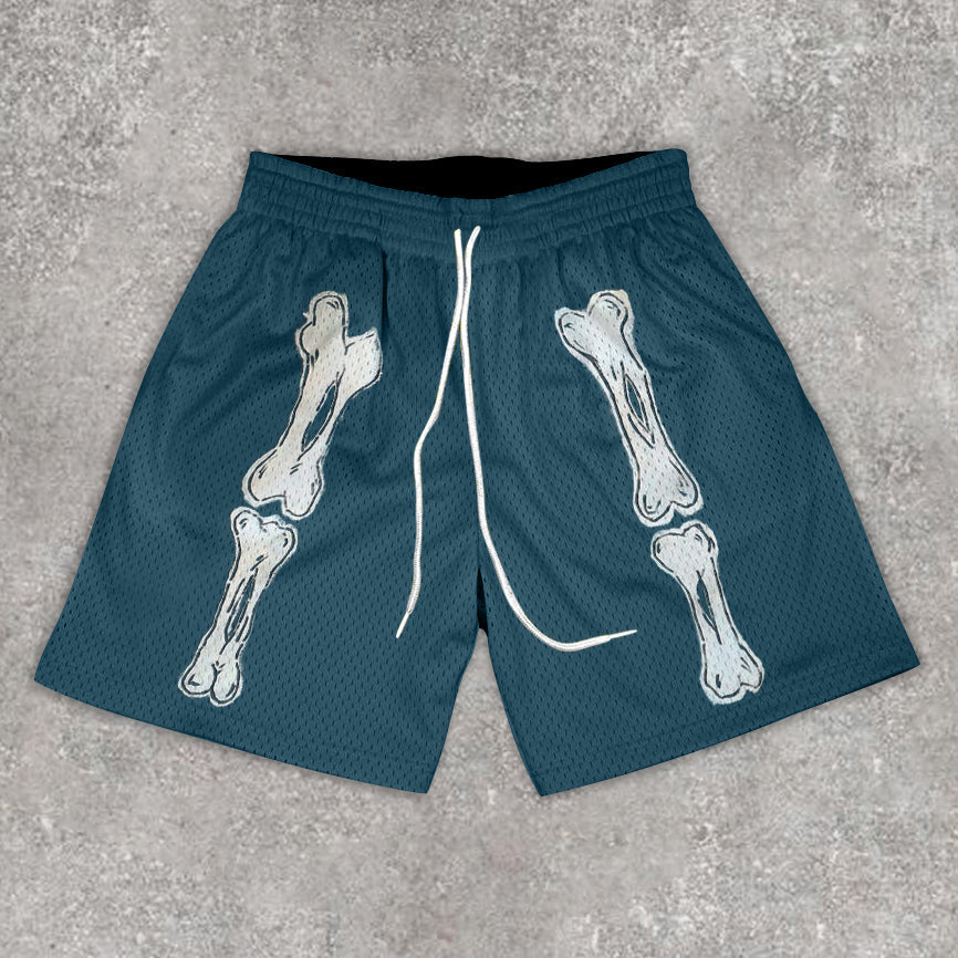 Fashion Preppy Casual Bone Print Shorts