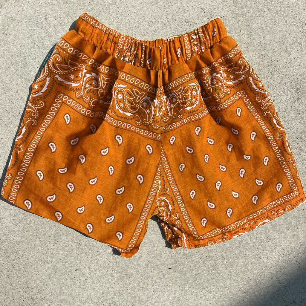 Personalized cashew flower print casual street shorts