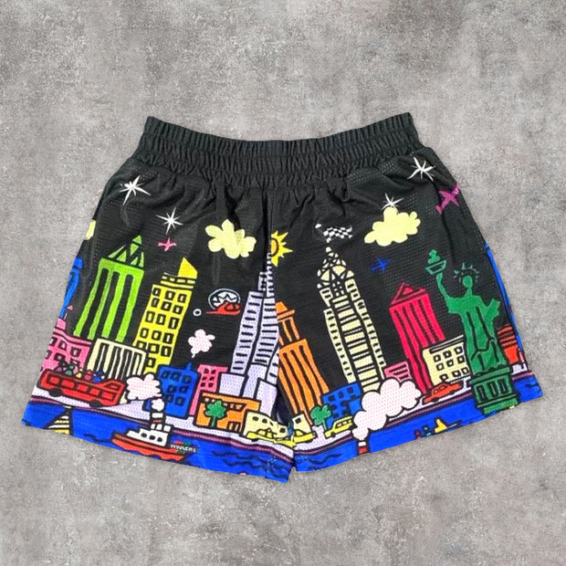 Fashionable personality childlike printed mesh shorts