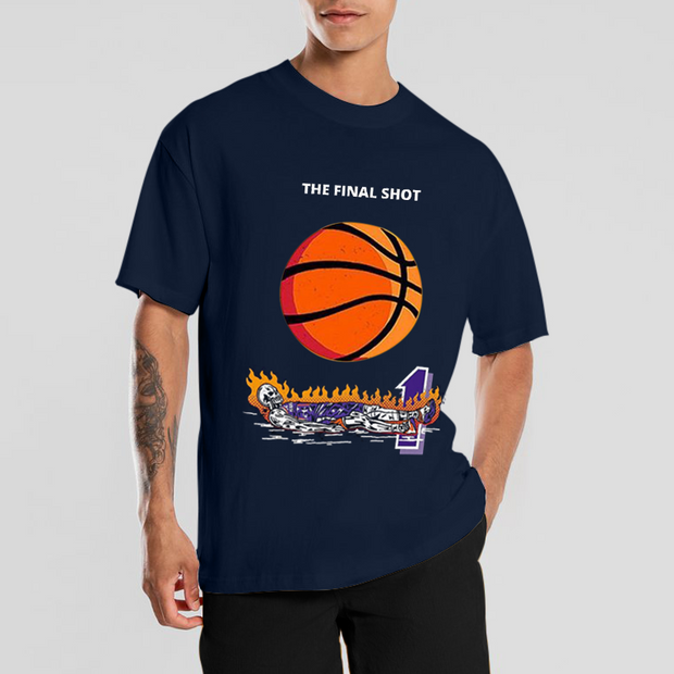 Personalized street style basketball skull print short-sleeved T-shirt men