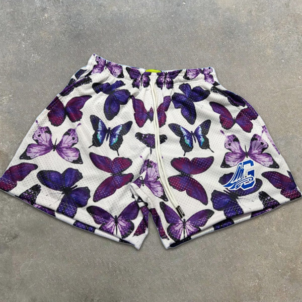 Butterfly Graphic Print Elastic Shorts