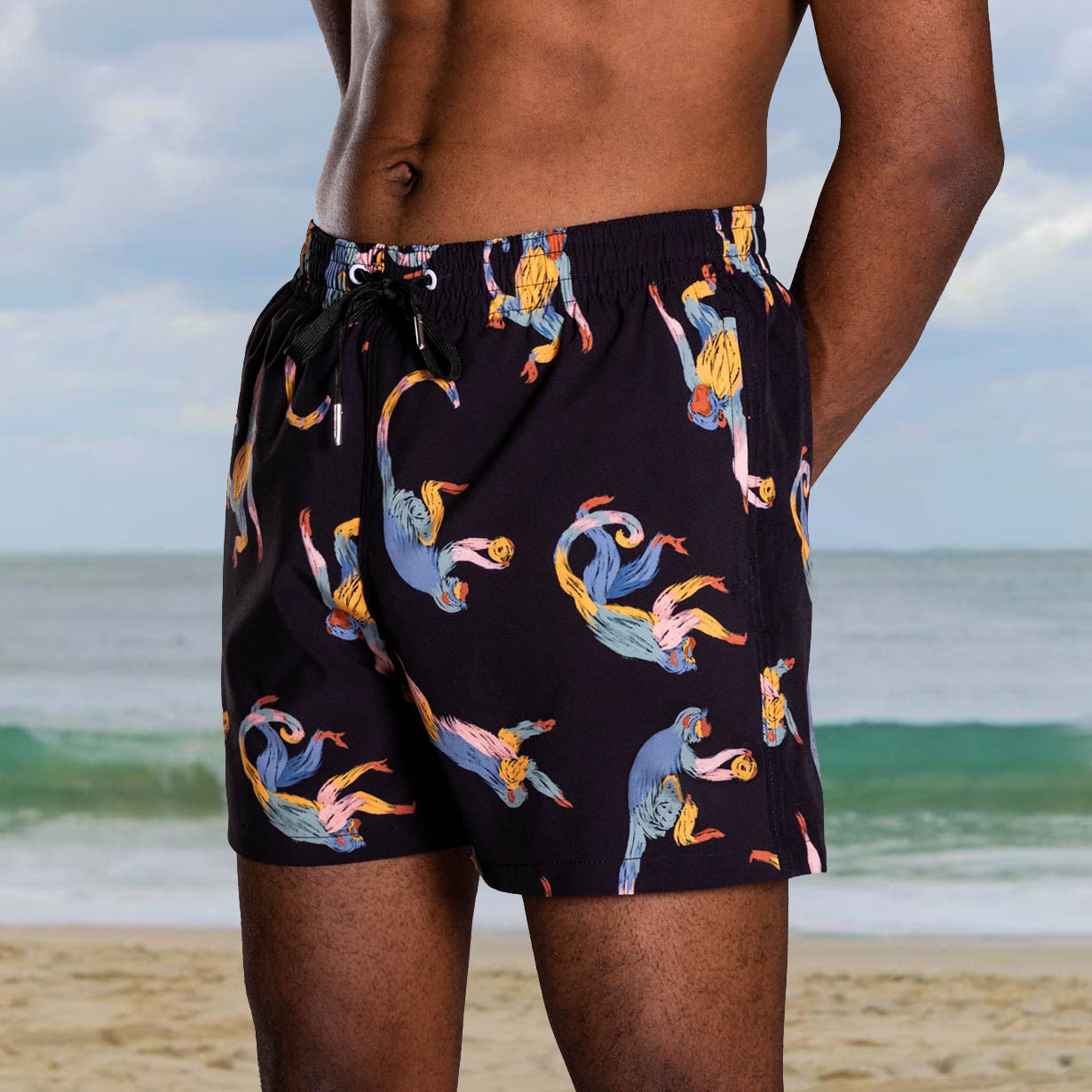 Vintage seaside resort style beach shorts