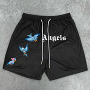 Peace Print Angel Vintage Casual Shorts