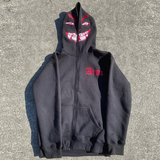 Casual statement street style print full zip hoodie