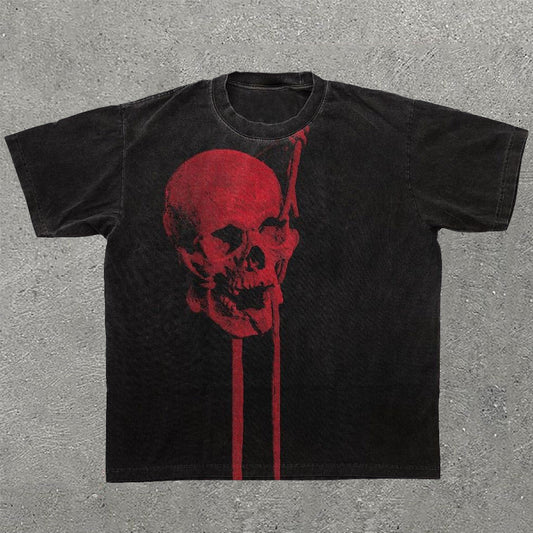 Casual Skull Print Short Sleeve T-shirt