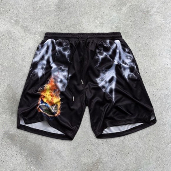Flame Lightning Graphic Shorts