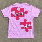 Fashion puzzle print short sleeve t-shirt