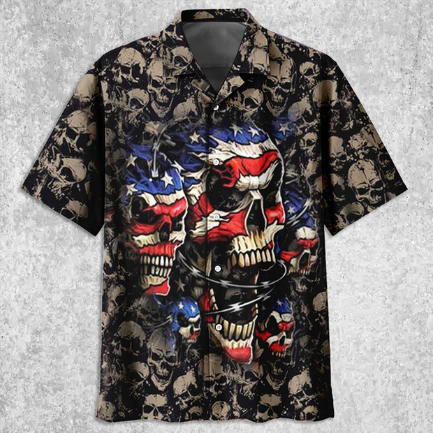 Skull Creative Print Fashion Casual Men's Shirt