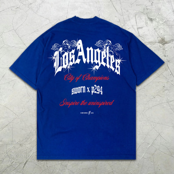 LA Slogan Graphic Print Short Sleeve T-Shirt