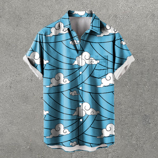 Leisure Clouds Print Short Sleeve Shirt