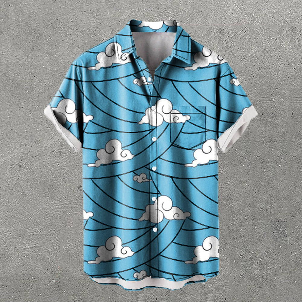 Leisure Clouds Print Short Sleeve Shirt
