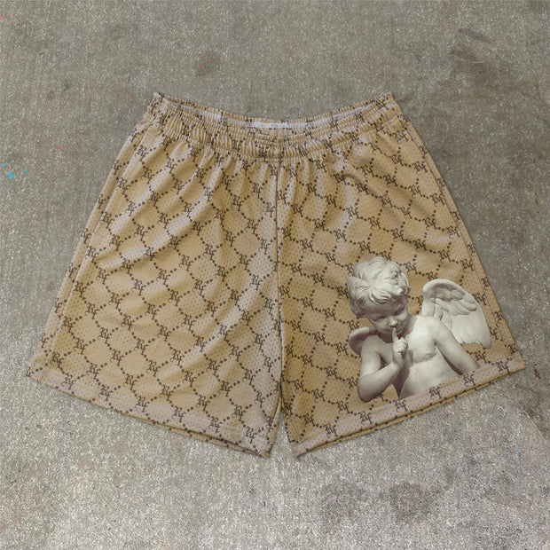 Retro print street fashion shorts